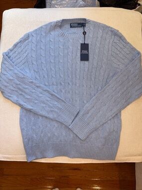 Ralph Lauren Light Blue Cable Knit Cotton Sweater